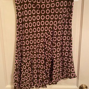 Vintage 90s silk brown/pink pull-on circle skirt